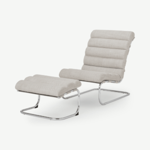 Bedford Accent Armchair & Footstool, Ecru Loop Textured Boucle