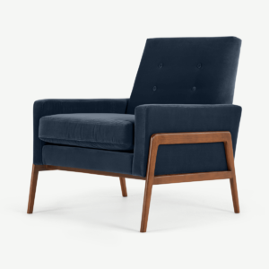 Cecil Accent Armchair, Navy Cotton Velvet