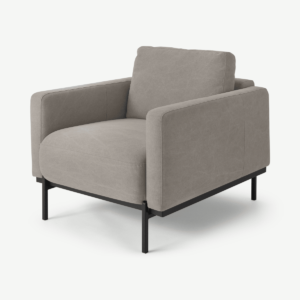 Jarrod Armchair, Washed Grey Cotton Fabric