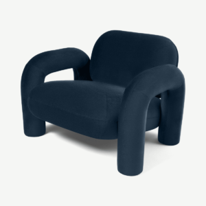 Bobo Accent Armchair, Ocean Blue Recyled Velvet