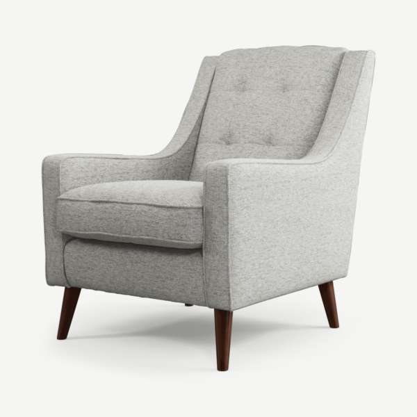 Atkinson Armchair, Grey Textured Weave with Dark Wood Legs