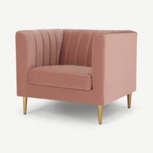 Amicie Armchair, Blush Pink Recycled Velvet