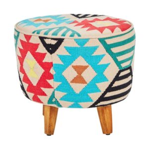 Cafenos Multi-Coloured Fabric Upholstered Footstool