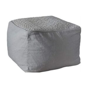 Franco Fabric Upholstered Square Pouffe In Natural