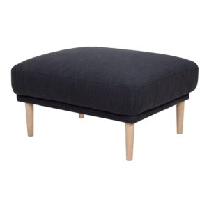 Nexa Fabric Footstool In Anthracite With Oak Legs