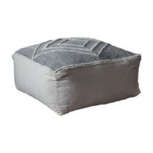 Soto Fabric Upholstered Square Pouffe In Grey