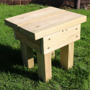 Cayce Wooden Square Garden Footstool In Natural