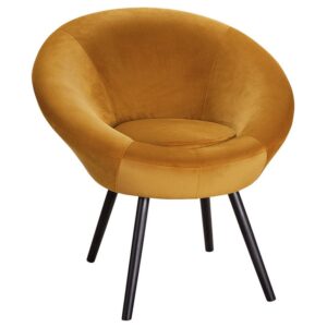 Fostoria Fabric Armchair With Metal Legs In Yellow