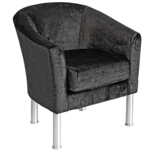 Victoriaville Fabric Tub Chair With Brushed Steel Legs In Black