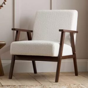 Eustis Fabric Armchair With Wooden Frame In Walnut