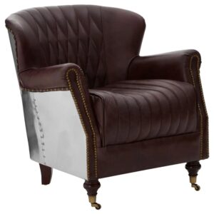 Viroqua Genuine Leather Armchair In Coffee