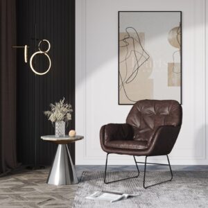 Contemporary Metal Legs Tufted Leisure Armchair
