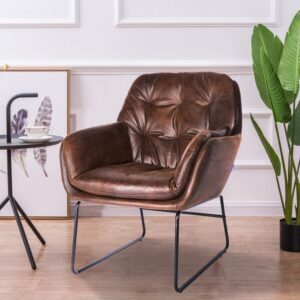 Contemporary Metal Legs Tufted Leisure Armchair