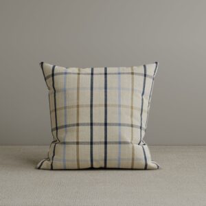 Cottonfy Square Exclusive Design Cushion in Light Blue Checkered Cotton Linen, 45*45CM