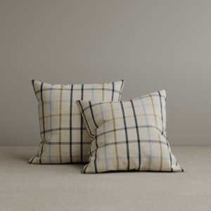 Cottonfy Square Exclusive Design Cushion in Light Blue Checkered Cotton Linen, 45*45CM