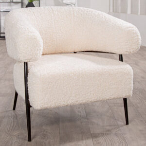 Ashland Fabric Armchair With Black Frame In White