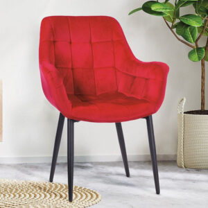 Effingham Fabric Armchair With Metal Legs In Red